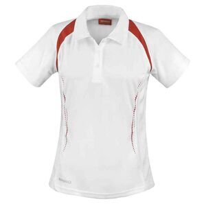 Spiro Womens/Ladies Team Spirit Polo Shirt / White/Red
